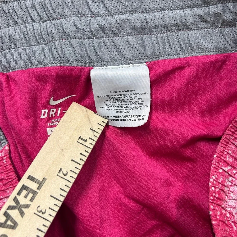 Nike Shorts Womens Size M Pink Splatter Dri-Fit Running Athletic Mesh Trim 17317